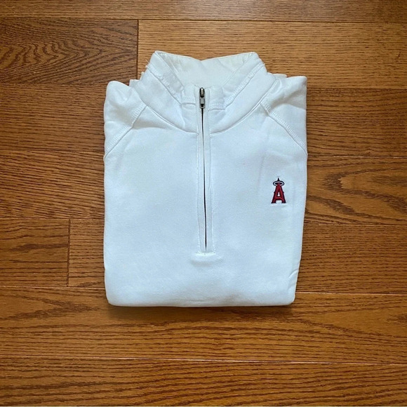 Vintage Baseball Anaheim ANGELS White 1/4 Zip Pullover Sweater Size M - Picture 3 of 16
